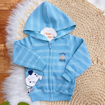 Conj. Jaqueta Baby Dog com capuz e Calça de Moletom - Azul